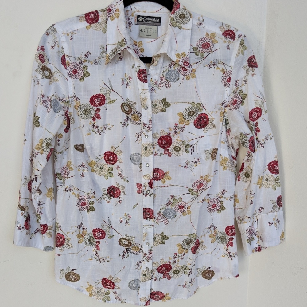 Columbia🏞️earthtone floral top🏞️VGUC🏞️sz M